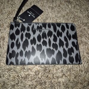 Kate Spade Black and Gray Leopard Print Wristlet NWT